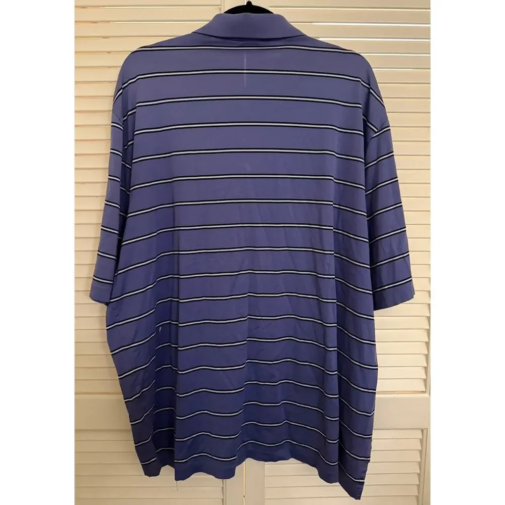 Ralph Lauren Purple Cotton Stripe Short Sleeve Polo Golf Fit Pony Preppy Mens XL